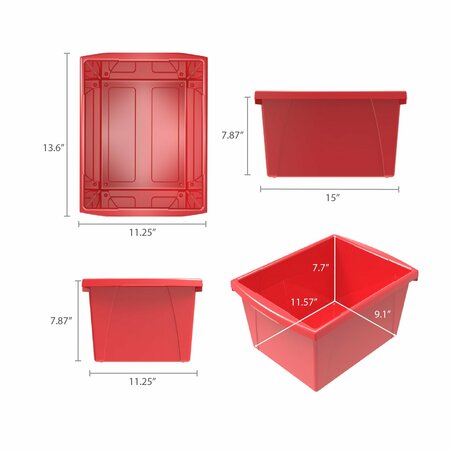 Storex Classroom Storage Bin, 4 Gallon, Red, 3PK 61452U06C